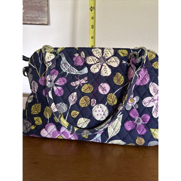 Vera Bradly Purple Yellow Cotton Handle Floral Quilted Purse. Zip Closure. - Picture 11 of 11